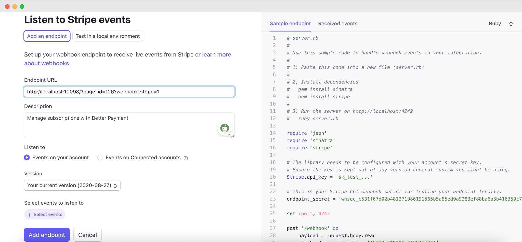 Add Webhook Endpoint For Recurring Payments