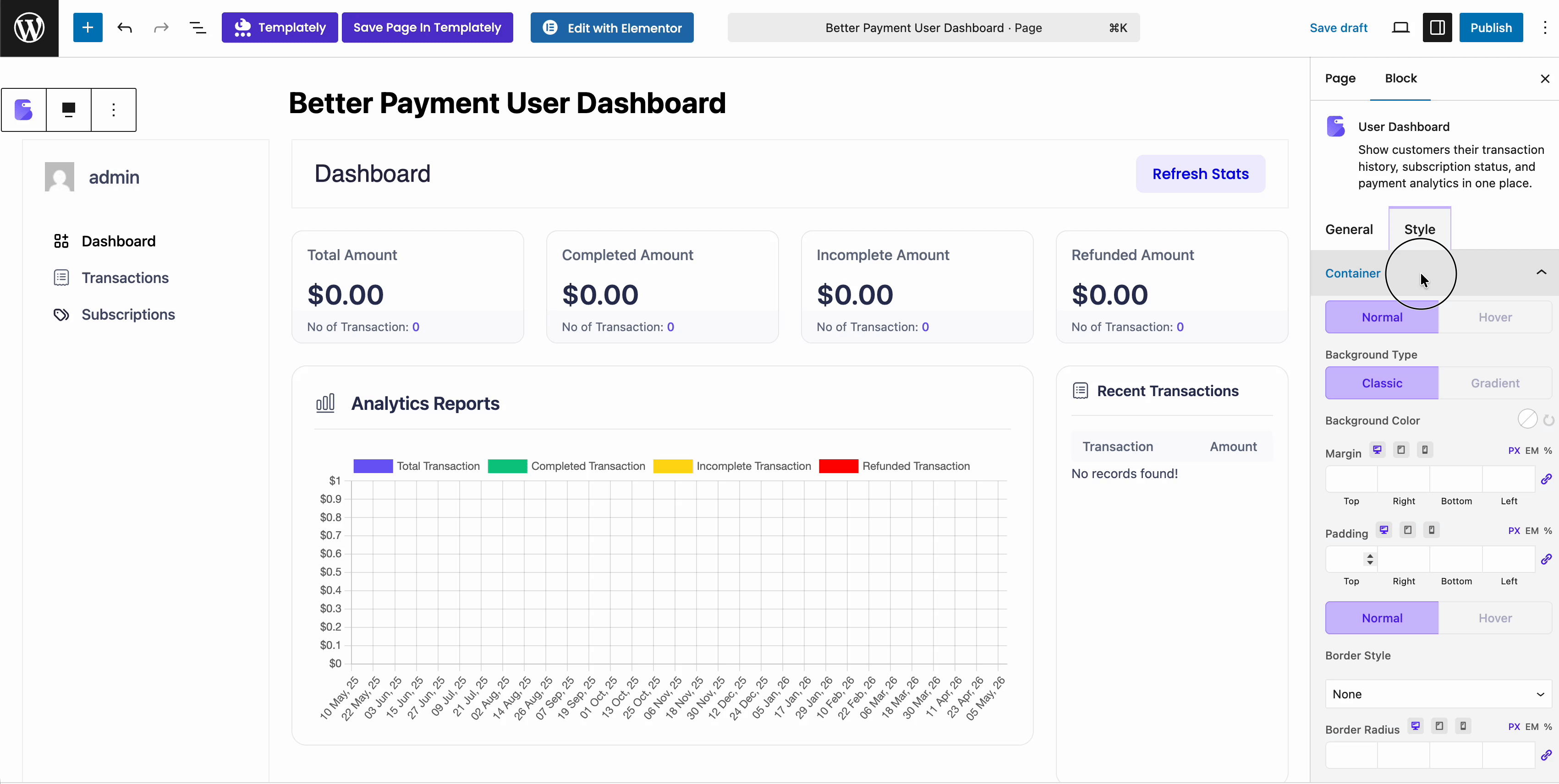 BP User Dashboard & Cancel Subscriptions
