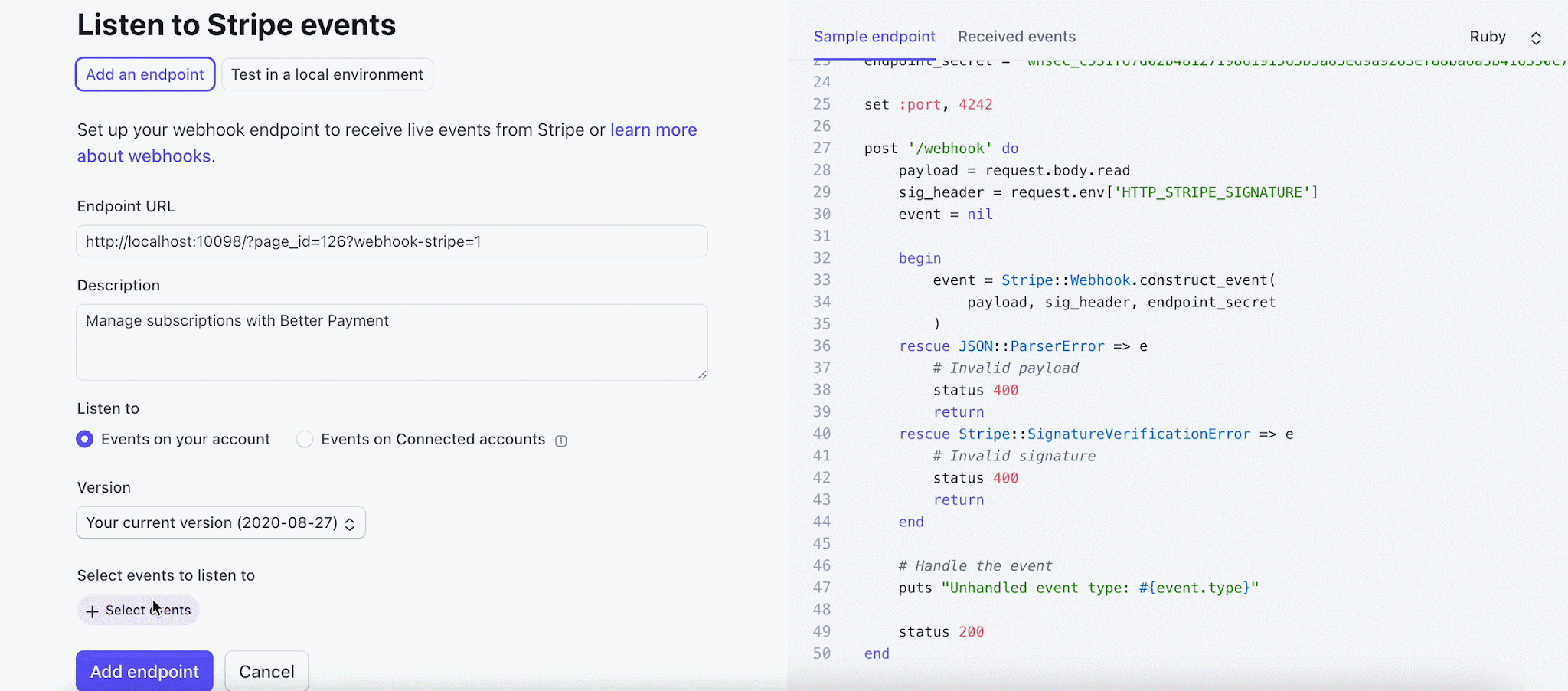 Add Webhook Endpoint For Recurring Payments