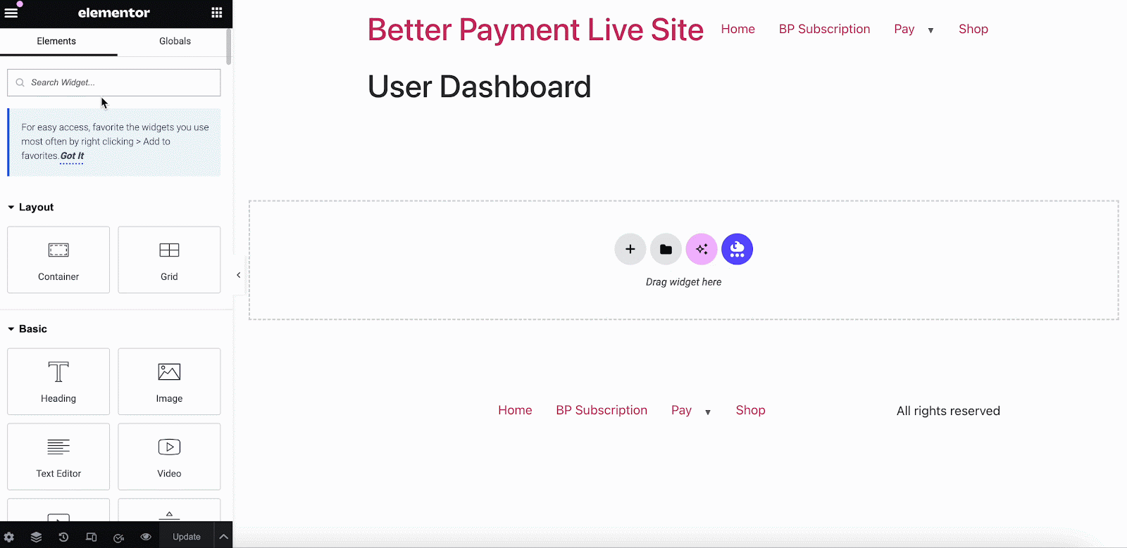 BP User Dashboard & Cancel Subscriptions