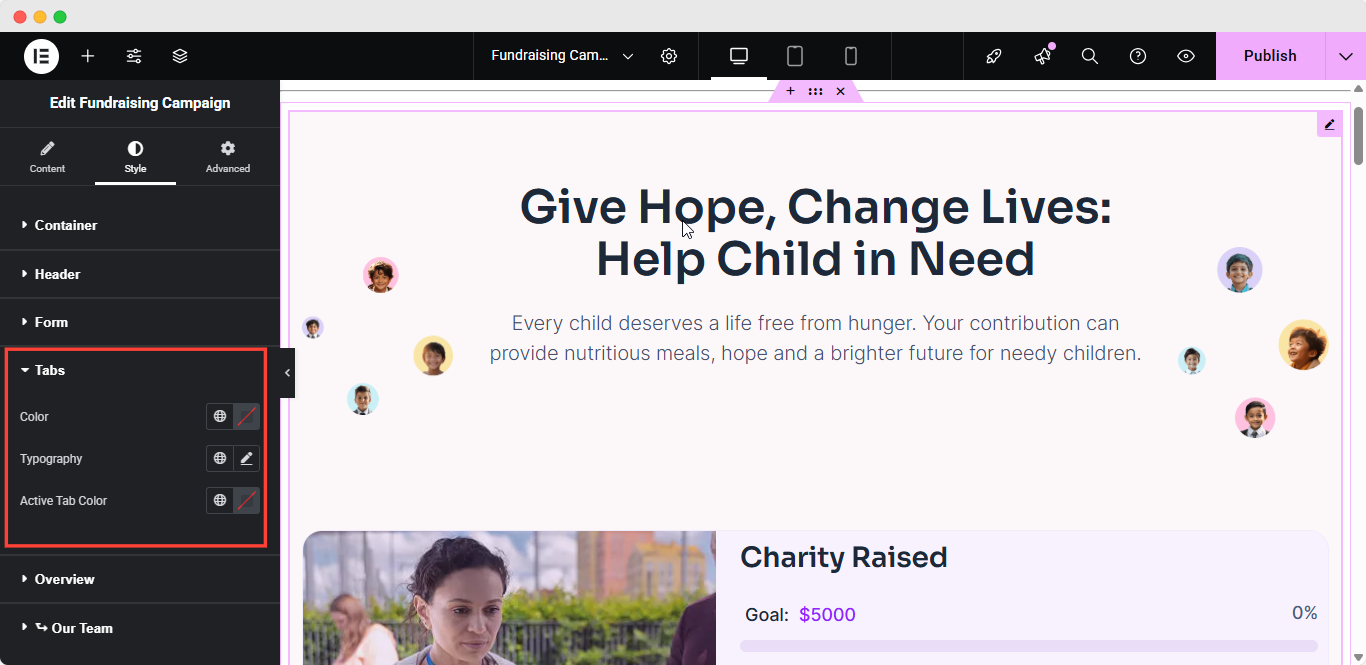 style fundraising campaign