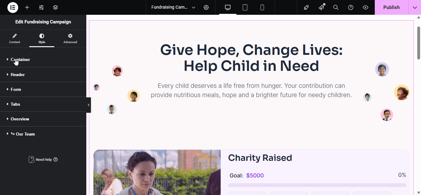 style fundraising campaign
