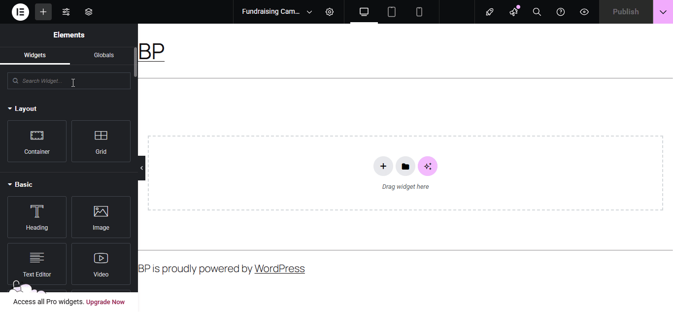 configure fundraising campaign