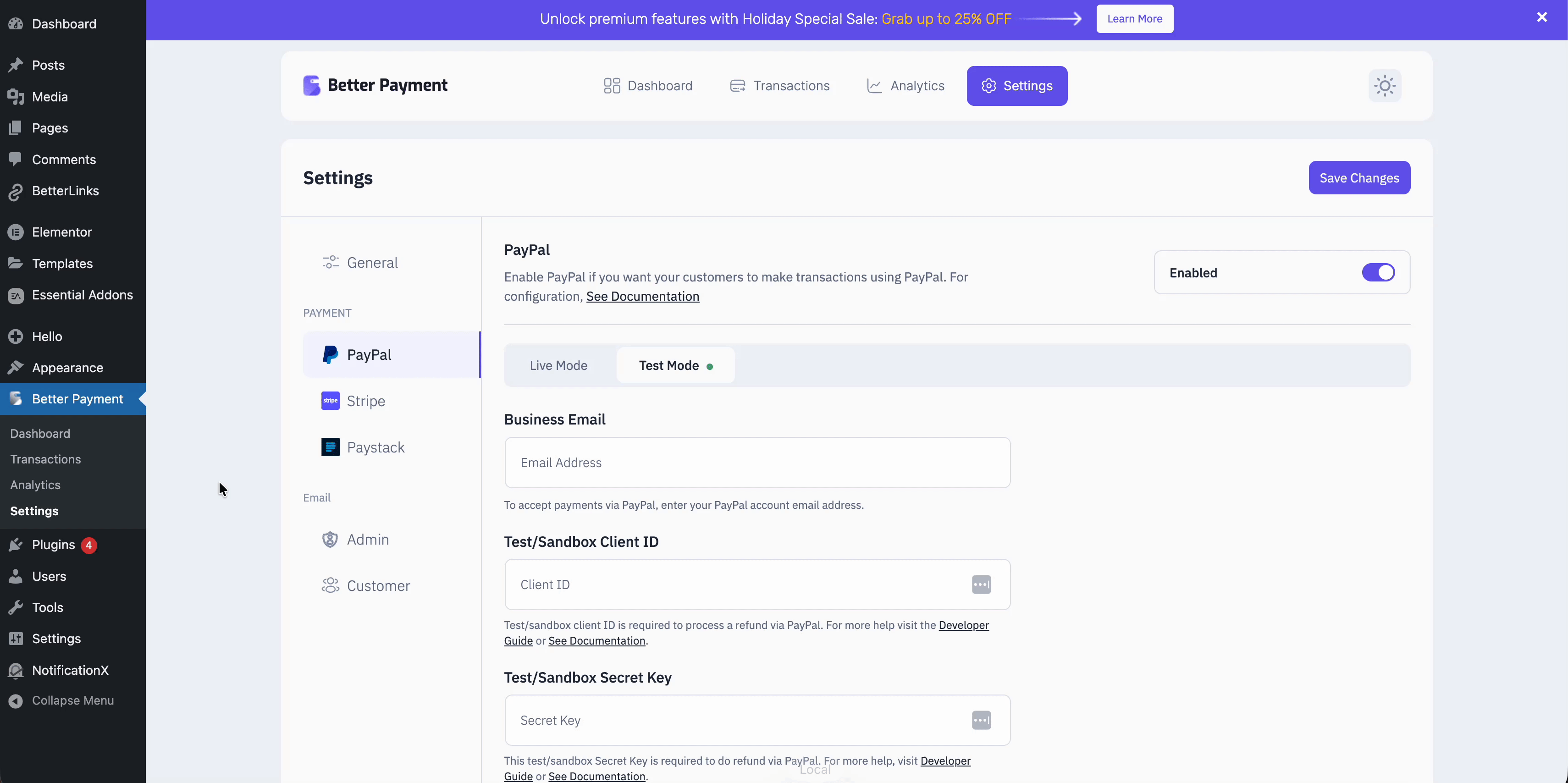 payment gateway intergration in better payment
