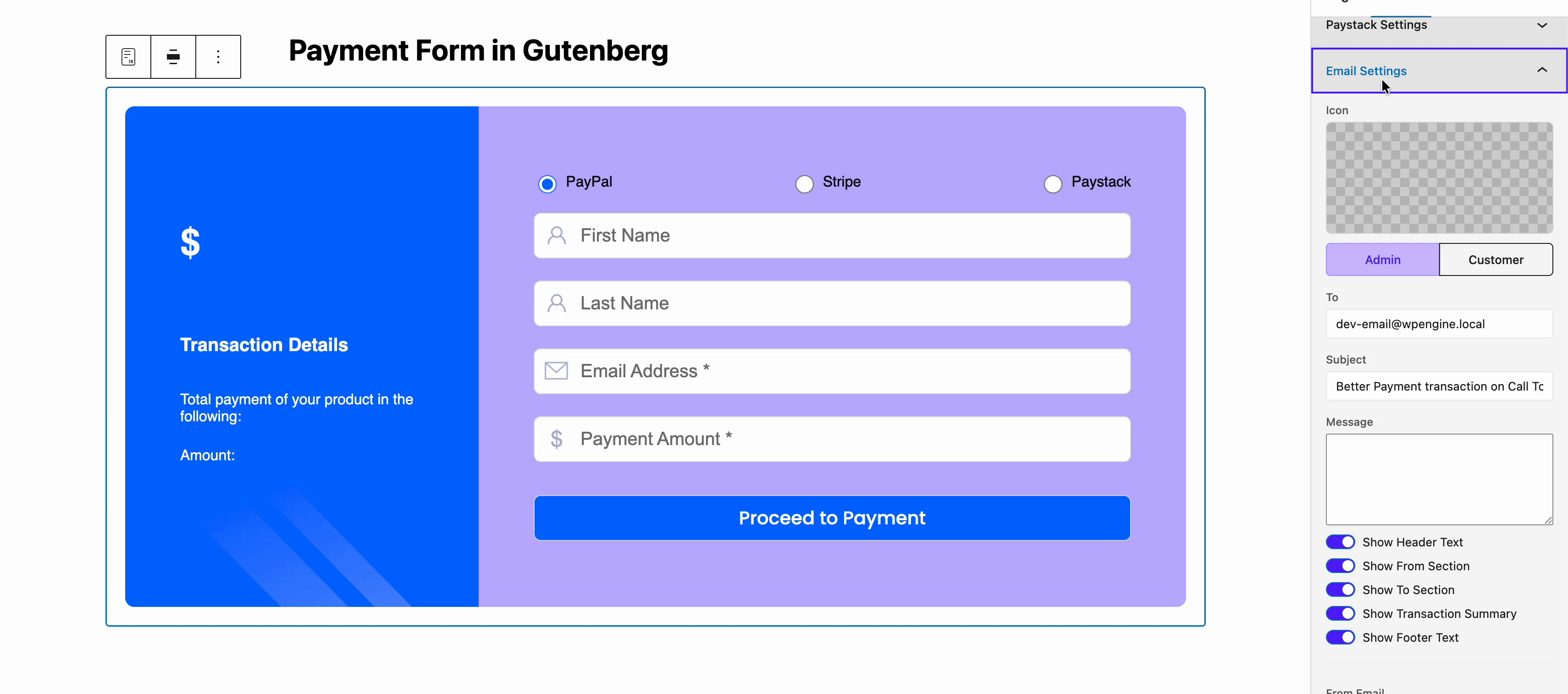 Gutenberg Payment Form Block