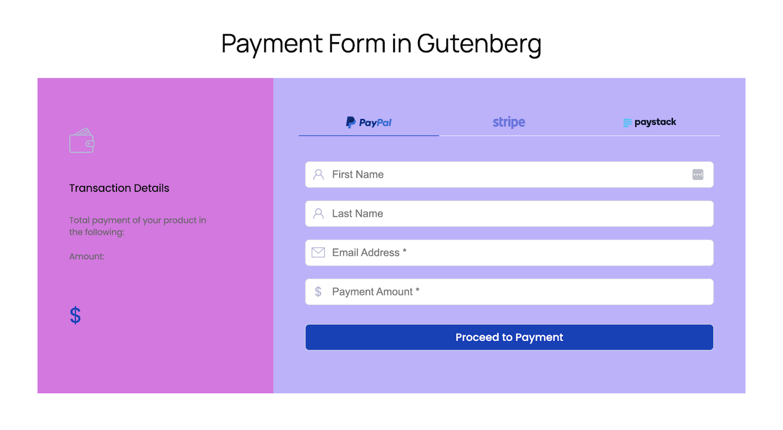 Gutenberg payment form