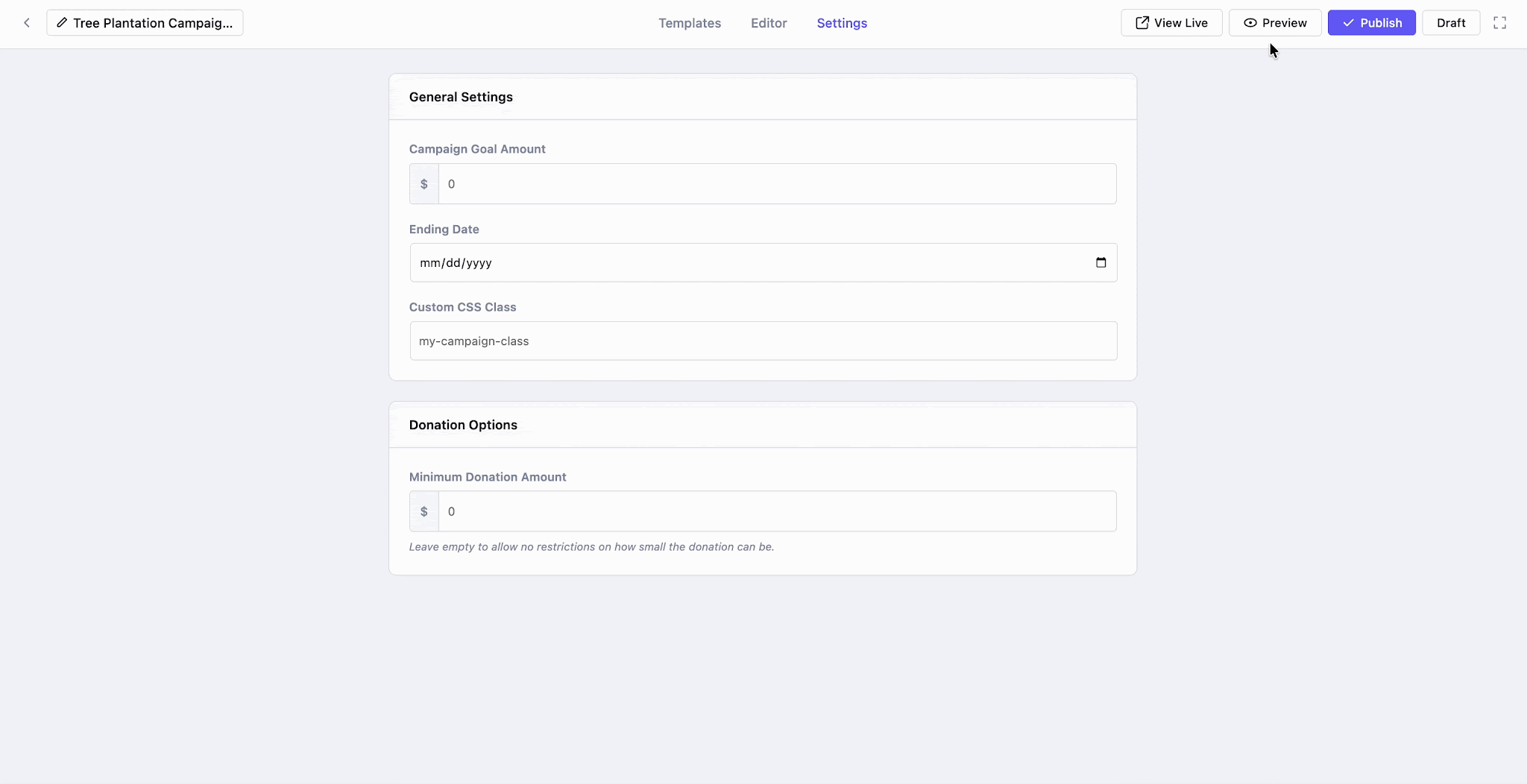 preview your campaign & publish