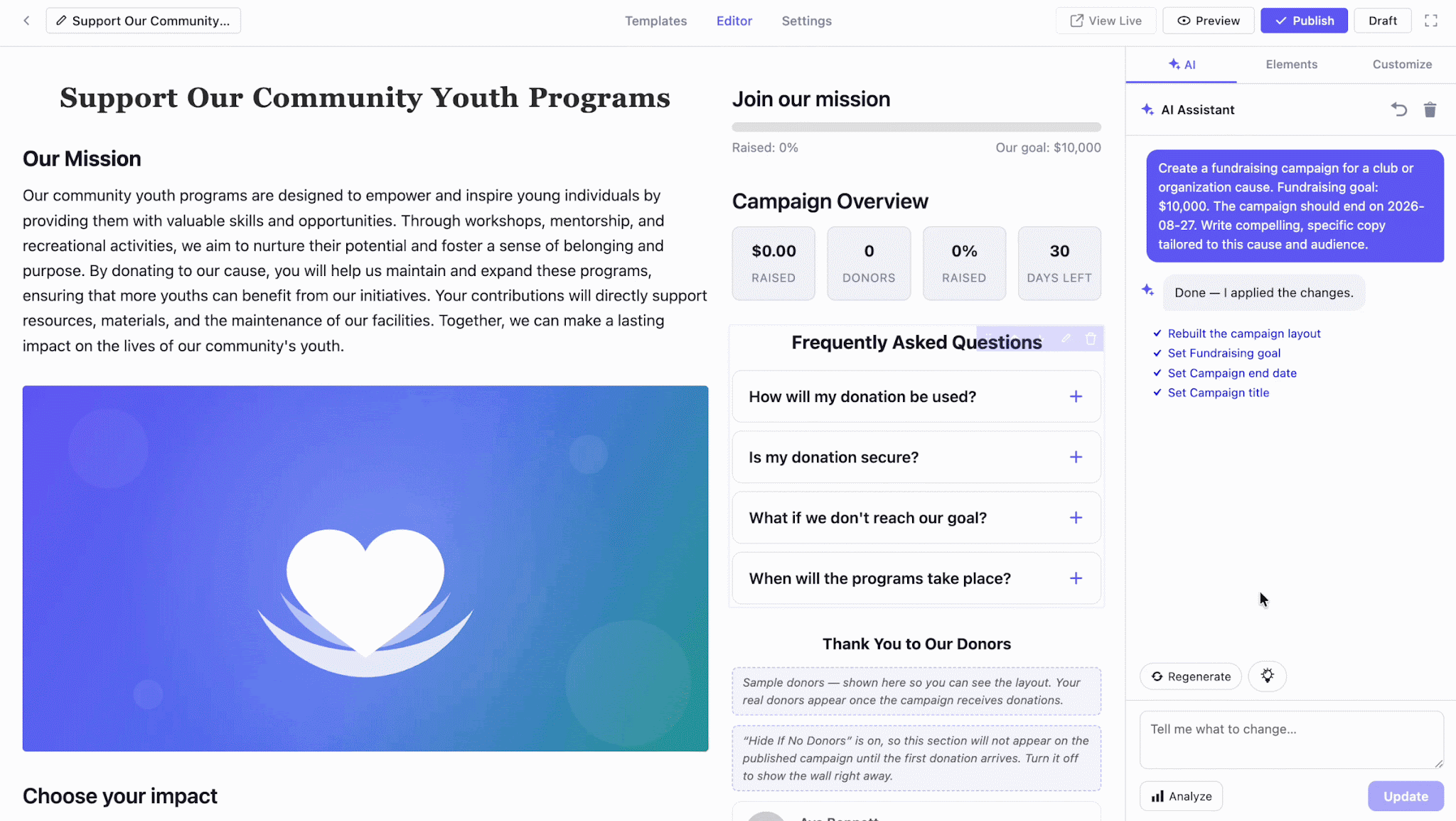 Customize your campaign with AI