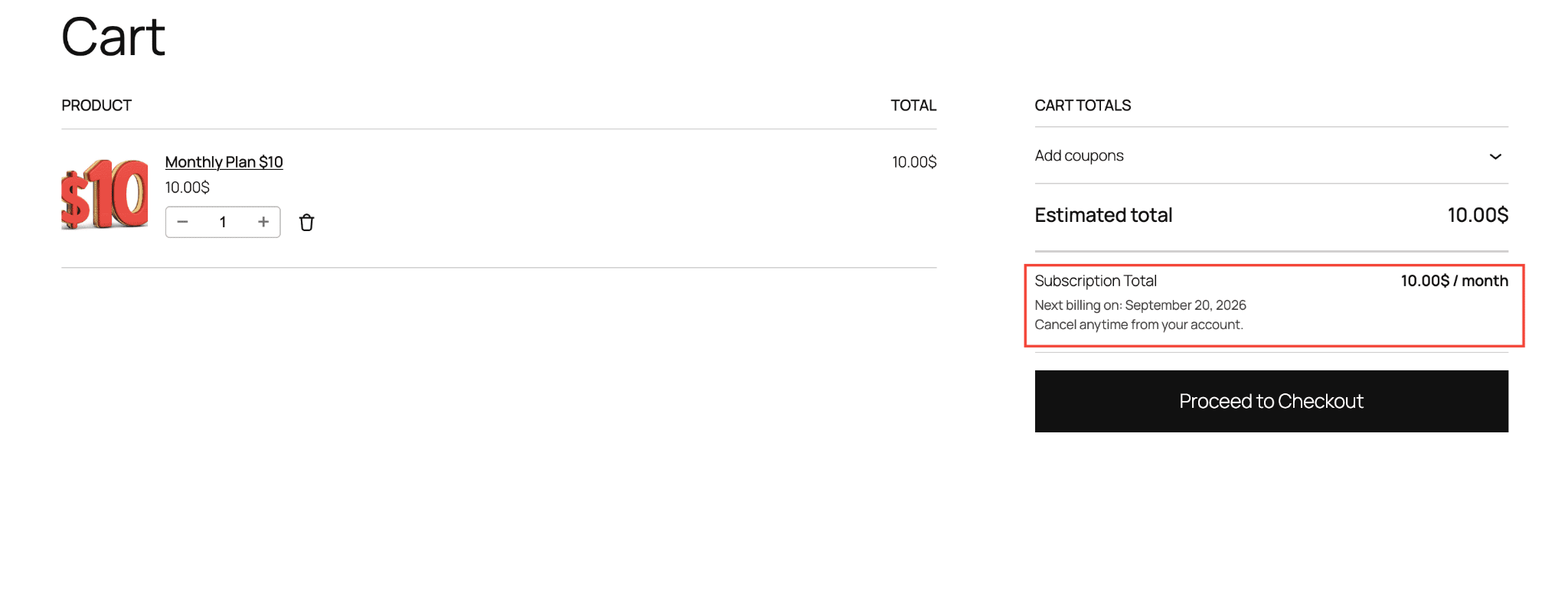 collect WooCommerce product subscription