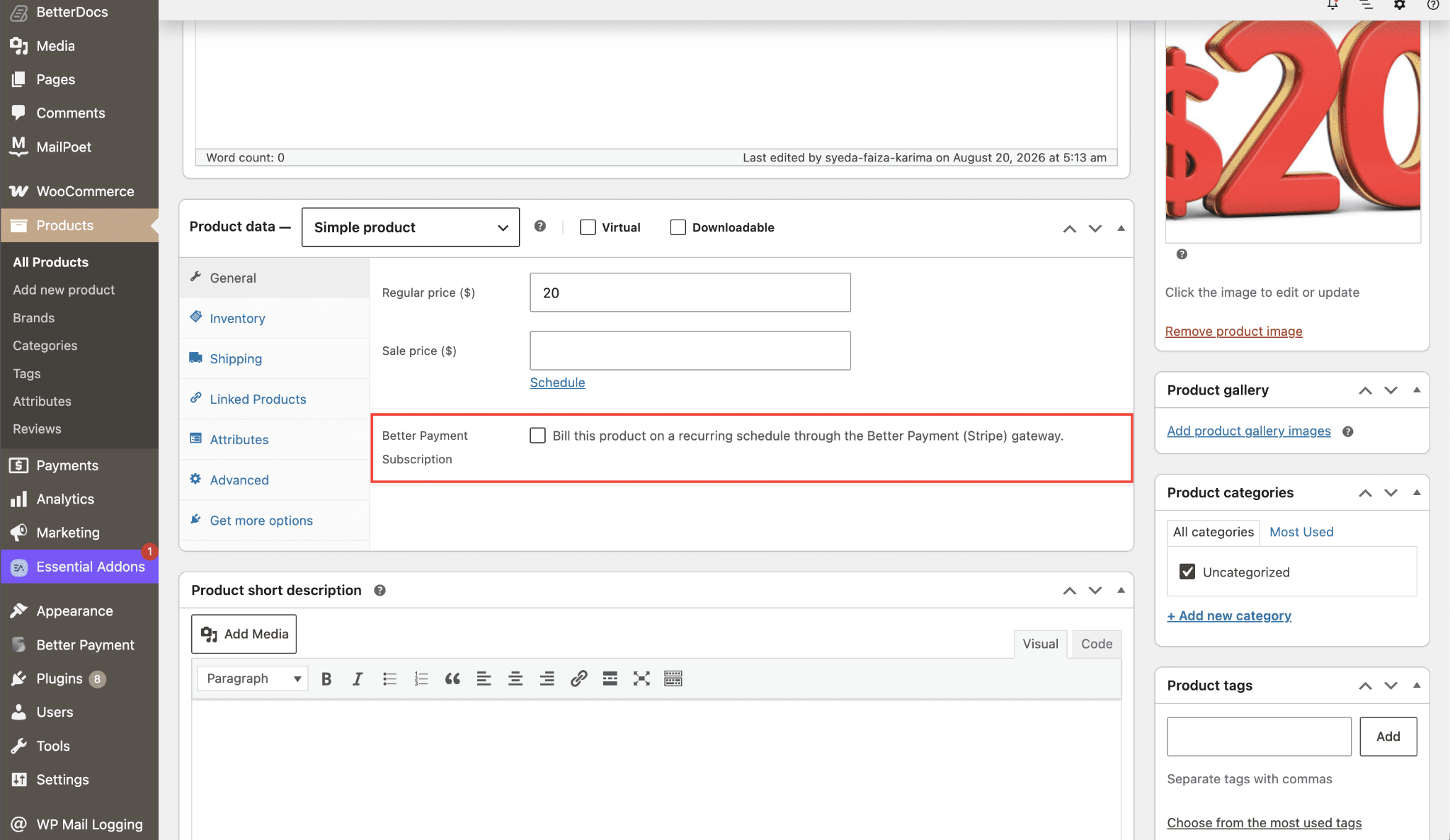 collect WooCommerce product subscription
